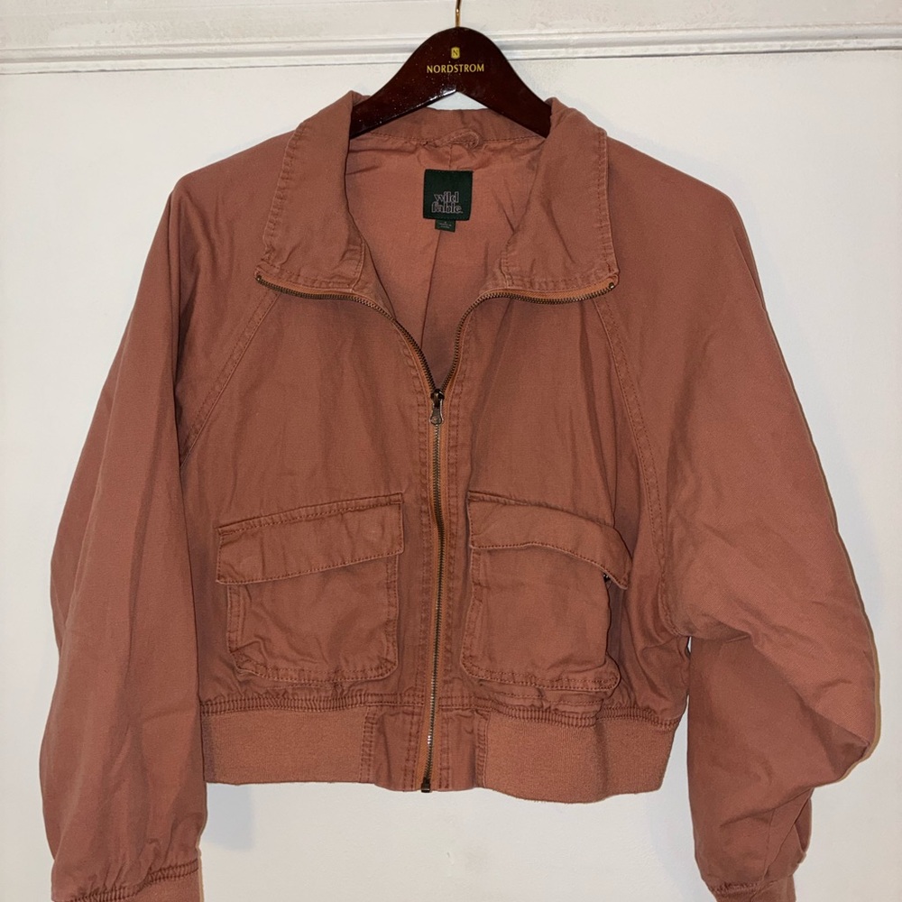 wild fable Cropped Bomber Jacket in Dusty Mauve